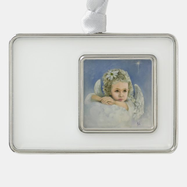 Christmas Angel Silver Plated Framed Ornament (Front)