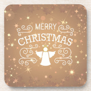 Christmas angel, sparkling stars coaster