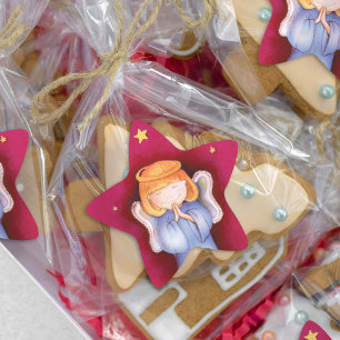 Christmas angel star red sticker