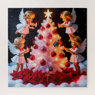 Christmas Angel Tree Scene For Holiday Fun Jigsaw Puzzle