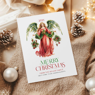 Christmas Angel Typography Christmas Greeting Card