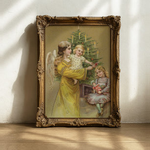 Christmas Angel Vintage Holiday Poster