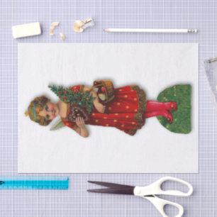 Christmas Angel Vintage Victorian Scrap Girl Big Tissue Paper