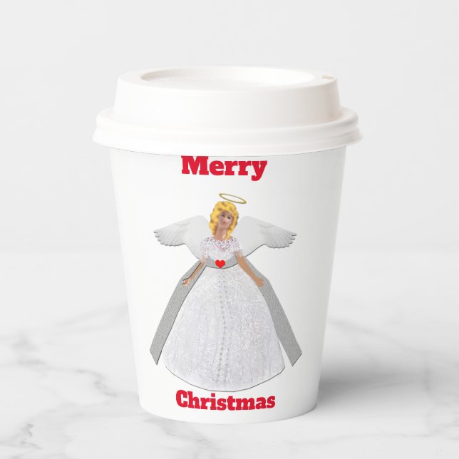 Christmas Angel White Paper Cup (Front)