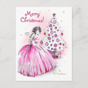 Christmas Angel With Christmas Tree Postcard