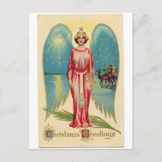 Christmas angel with decorative wings holiday postcard