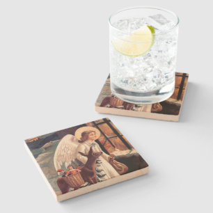 Christmas Angel With Deer Coaster