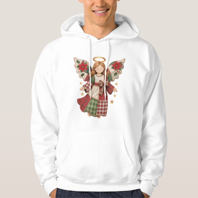 Christmas Angel with Golden Stars Hoodie (Front)