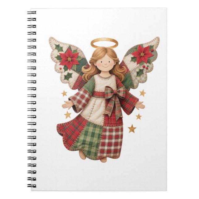 Christmas Angel with Golden Stars Notebook (Front)