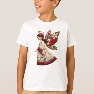 Christmas Angel with Holiday Flowers T-Shirt