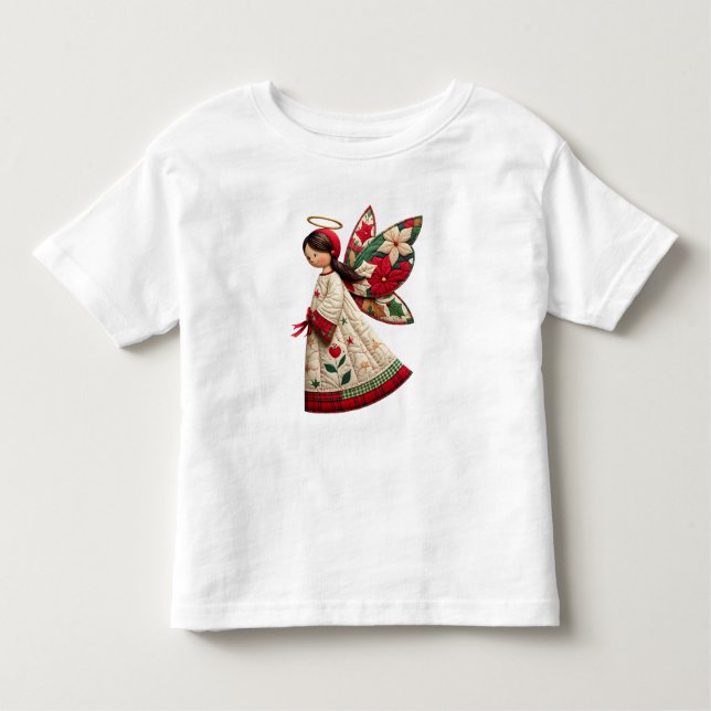 Christmas Angel with Holiday Flowers Toddler T-Shirt (Front)