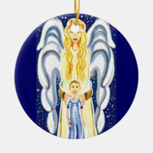 Christmas angel with Jesus Ceramic Tree Decoration
