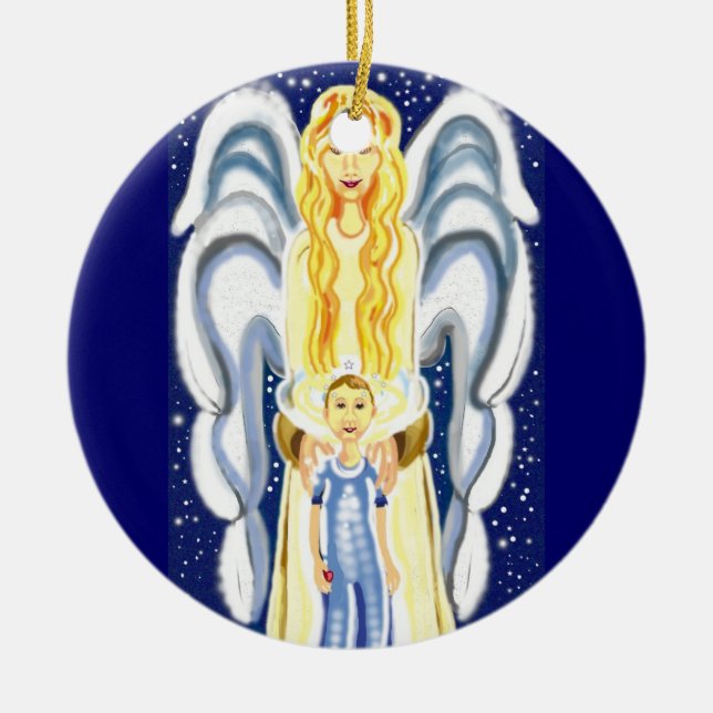 Christmas angel with Jesus Ceramic Tree Decoration (Front)
