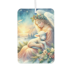 Christmas Angel with Lamb in Winter Peace Car Air Freshener