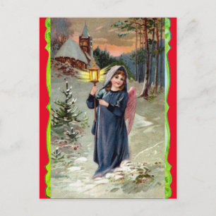 Christmas  Angel With Lantern Postcard