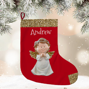 Christmas Angel With Name  Large Christmas Stocking