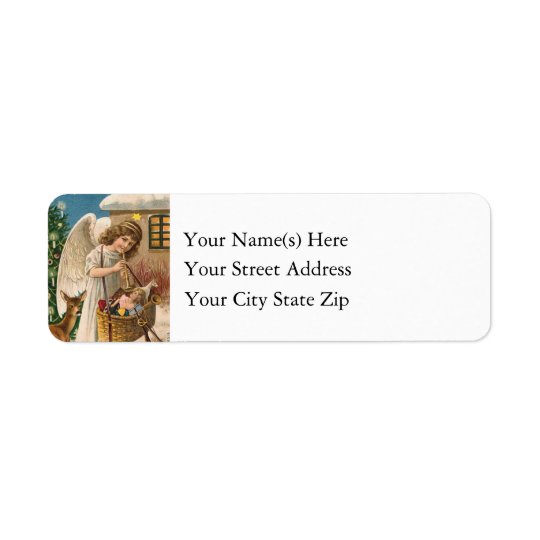 Christmas Angel With Toy Vintage Return Address Label