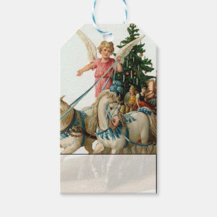 Christmas Angel With Wagon of Christmas Gifts Gift Tags