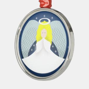 Christmas Angel with Wings Metal Ornament