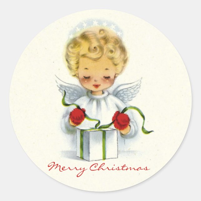 Christmas Angel Wrapping Gift Sticker (Front)