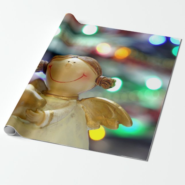 Christmas Angel Wrapping Paper (Unrolled)