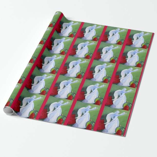 Christmas Angel Wrapping Paper (Unrolled)