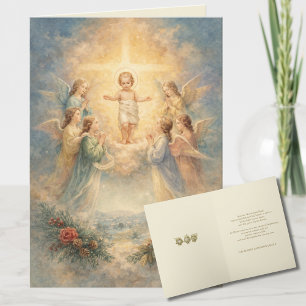 Christmas Angels Adoring the Christ Child Holiday Card