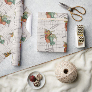 Christmas Angels - Antique Victorian Music Vintage Wrapping Paper