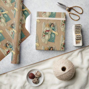 Christmas Angels - Antique Victorian Parchment Wrapping Paper