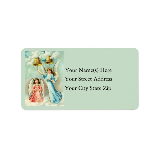 Christmas Angels & Bells Vintage Address Label (Front)