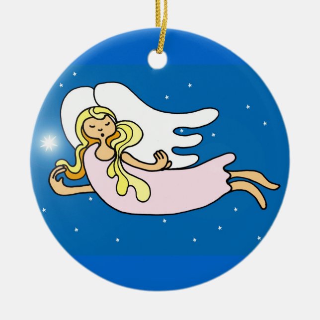 Christmas angels ceramic tree decoration (Front)