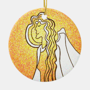 Christmas angels greet Jesus Ceramic Tree Decoration