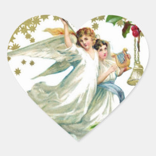 Christmas angels heart sticker