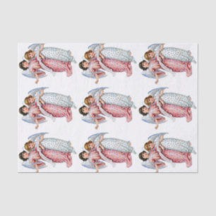 Christmas Angels In Pink And Blue Tissue Paper