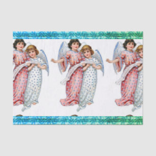 Christmas Angels In Pink And Blue Tissue Paper