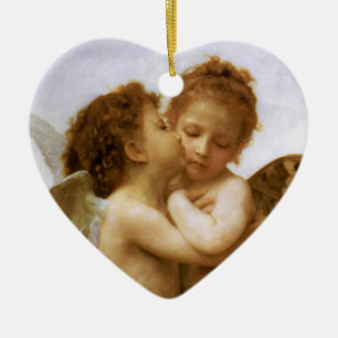 Christmas Angels Kiss, Bouguereau Ceramic Tree Decoration