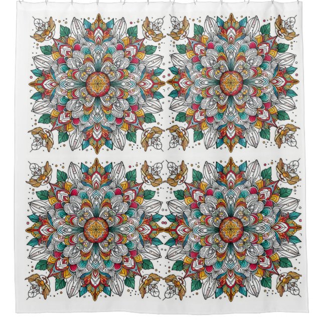 Christmas angels multicolor shower curtain (Front)