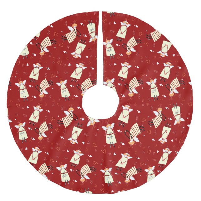 Christmas Angels Tree Skirt, Brushed Polyester Brushed Polyester Tree Skirt (Front)