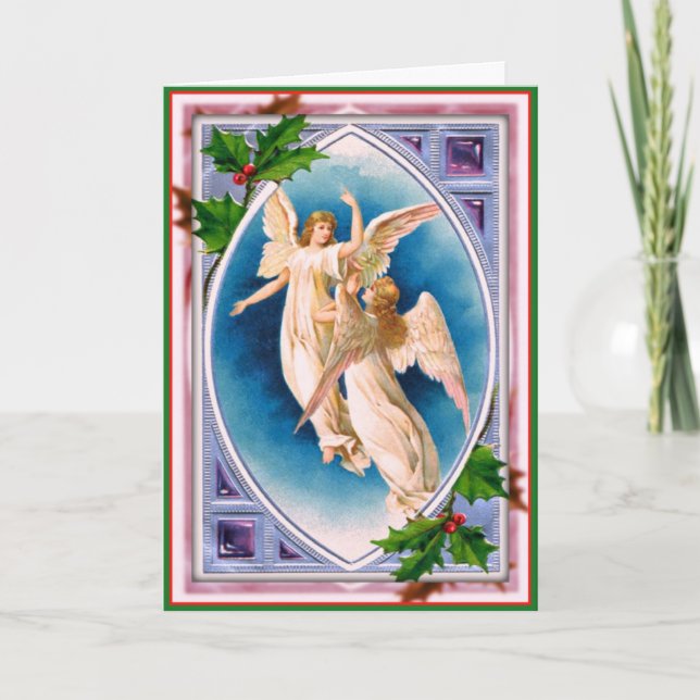 Christmas Angels - Vintage Image Holiday Card (Front)