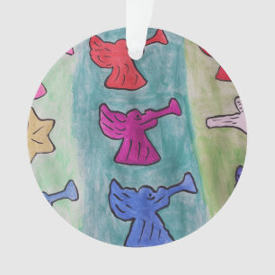 Christmas Angels With Trumpets Acrylic Ornament