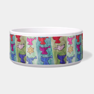 Christmas Angels With Trumpets Ceramic Pet Bowl