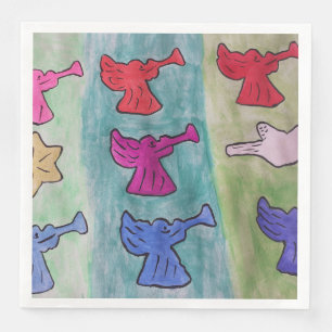 Christmas Angels With Trumpets Napkin