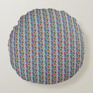 Christmas Angels With Trumpets Round Cushion