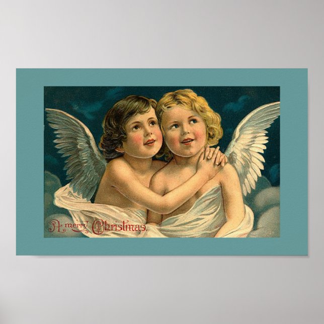 Christmas Angles Vintage Art Poster (Front)