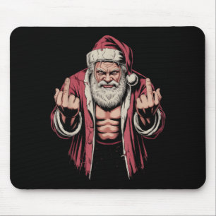 Christmas Angry Santa Middle Finger Sarcastic Xmas Mouse Pad