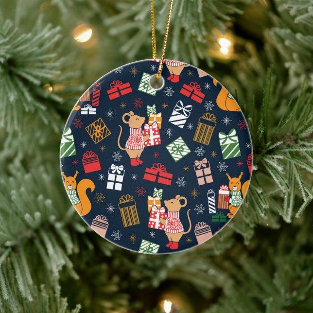 Christmas Animal    Ceramic Ornament (Tree)