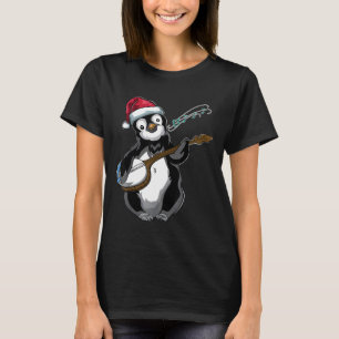 Christmas Animal Music Guitar Banjo Penguin T-Shirt