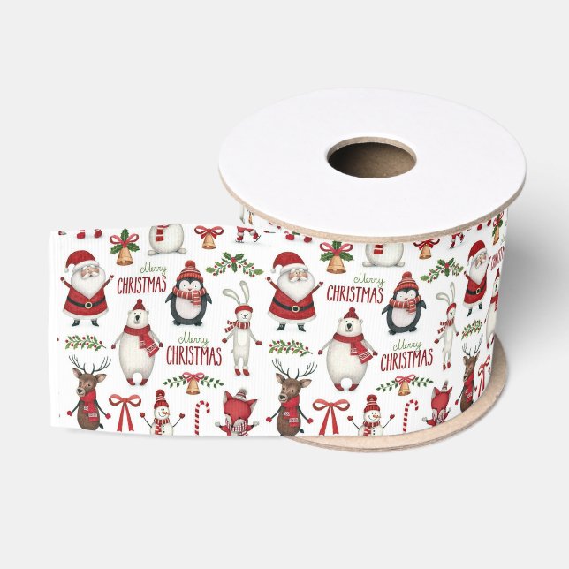Christmas animal pattern grosgrain ribbon (Spool)