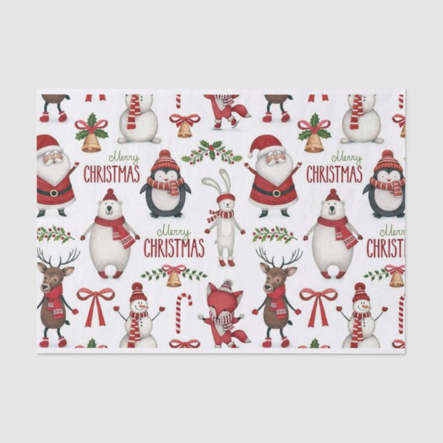 Christmas animal pattern tissue paper (Front)