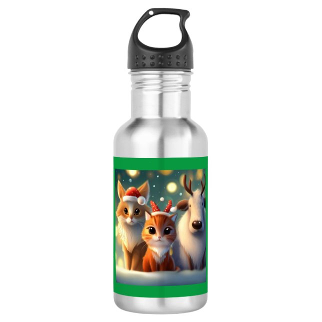 Christmas Animals 5 532 Ml Water Bottle (Front)